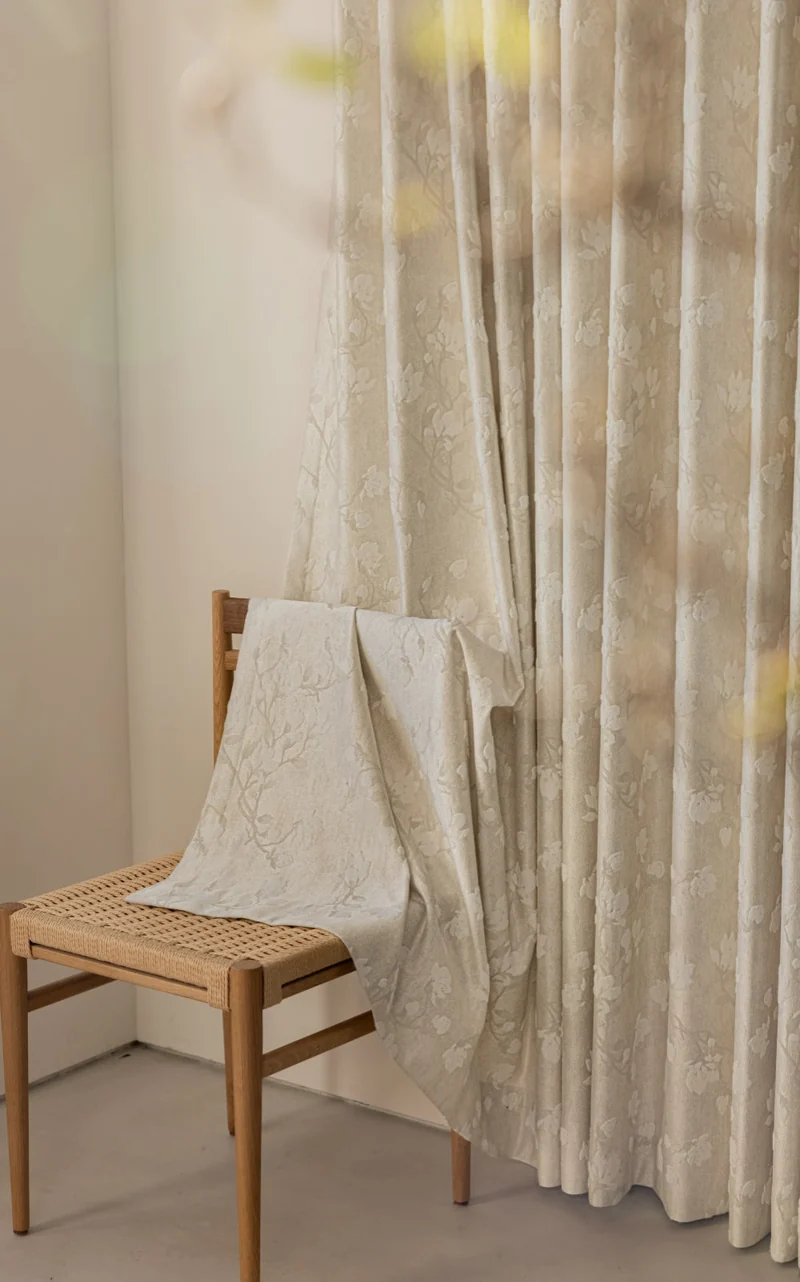 Luxury Magnolia Floral Embroidered Pattern Curtains