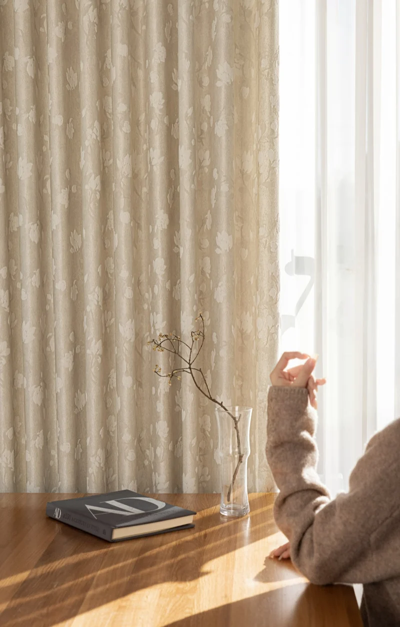 Luxury Magnolia Floral Embroidered Pattern Curtains