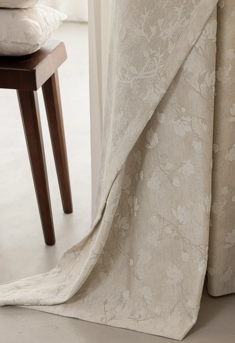 Luxury Magnolia Floral Embroidered Pattern Curtains