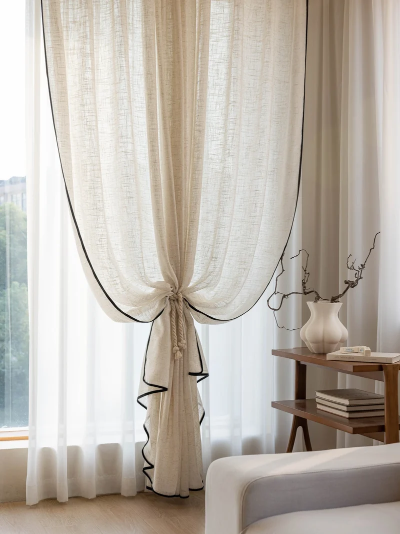 Premium Sheer Linen Curtains for Living & Dining Room