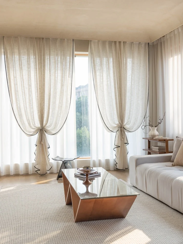 Premium Sheer Linen Curtains for Living & Dining Room