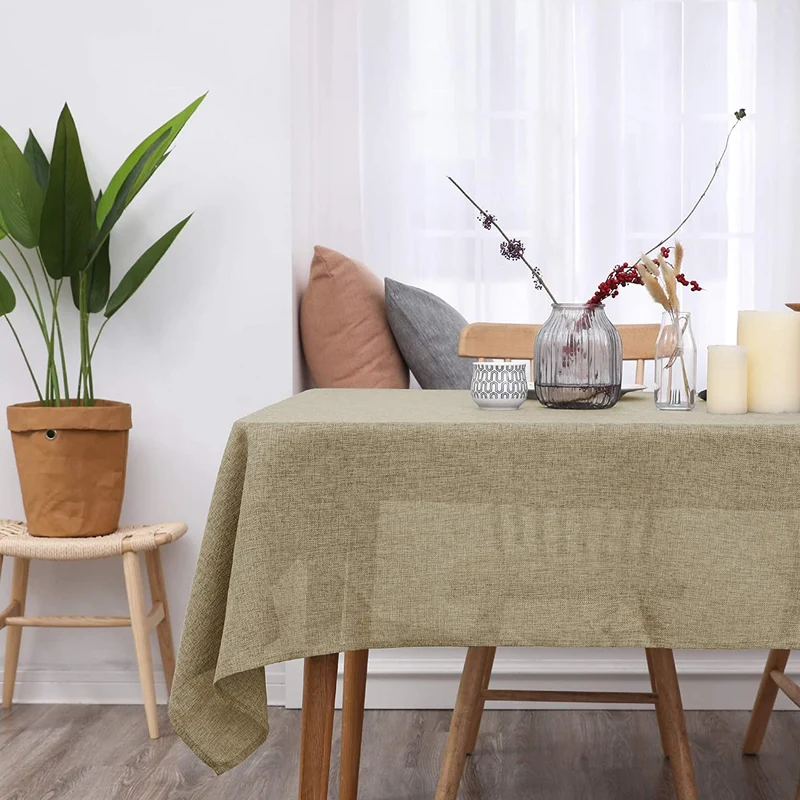 Deconovo Tischdecke Leinenoptik Lotuseffekt Wasserabweisend Tischtuch, 1 Stück