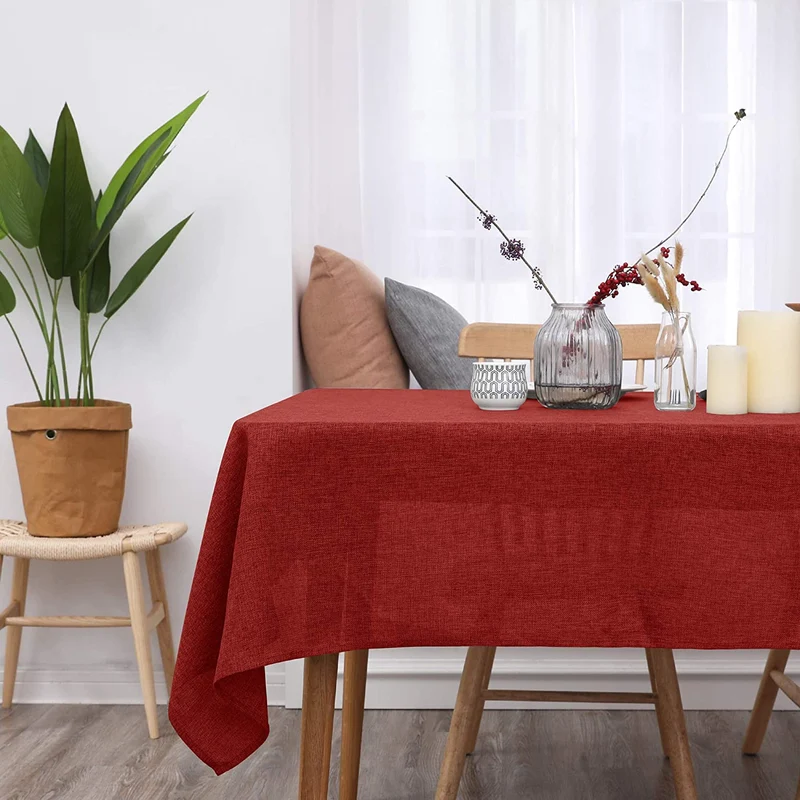 Deconovo Tischdecke Leinenoptik Lotuseffekt Wasserabweisend Tischtuch, 1 Stück
