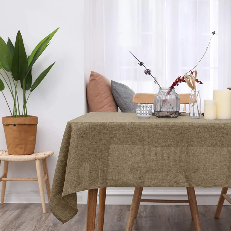 Deconovo Tischdecke Leinenoptik Lotuseffekt Wasserabweisend Tischtuch, 1 Stück