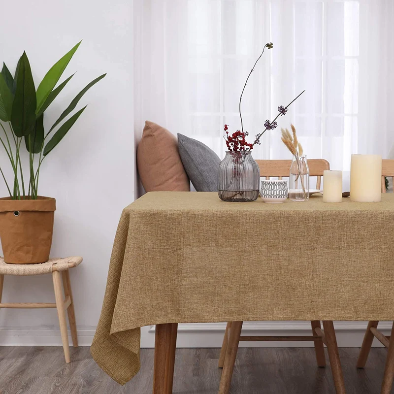 Deconovo Tischdecke Leinenoptik Lotuseffekt Wasserabweisend Tischtuch, 1 Stück