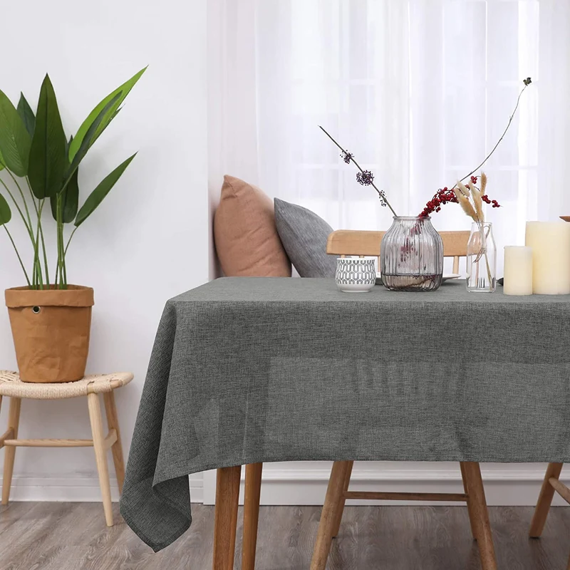 Deconovo Tischdecke Leinenoptik Lotuseffekt Wasserabweisend Tischtuch, 1 Stück