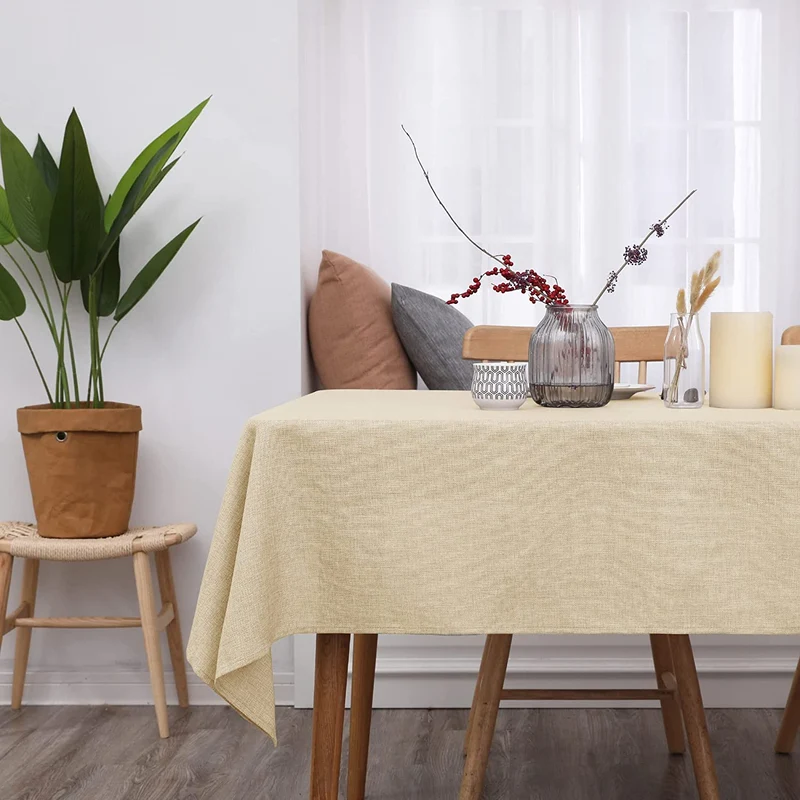 Deconovo Tischdecke Leinenoptik Lotuseffekt Wasserabweisend Tischtuch, 1 Stück