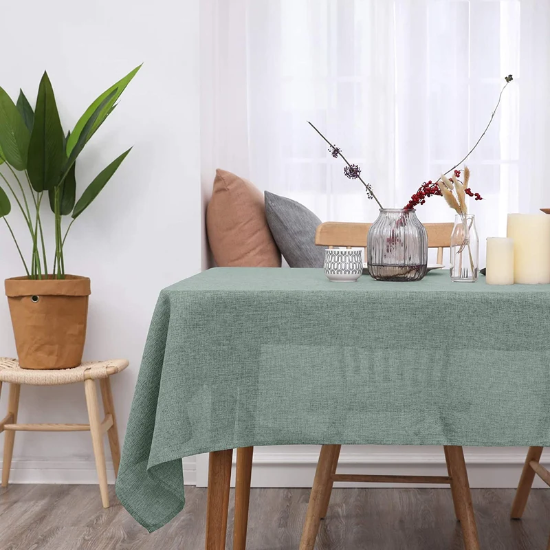 Deconovo Tischdecke Leinenoptik Lotuseffekt Wasserabweisend Tischtuch, 1 Stück