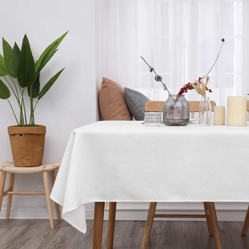 Deconovo Tischdecke Leinenoptik Lotuseffekt Wasserabweisend Tischtuch, 1 Stück