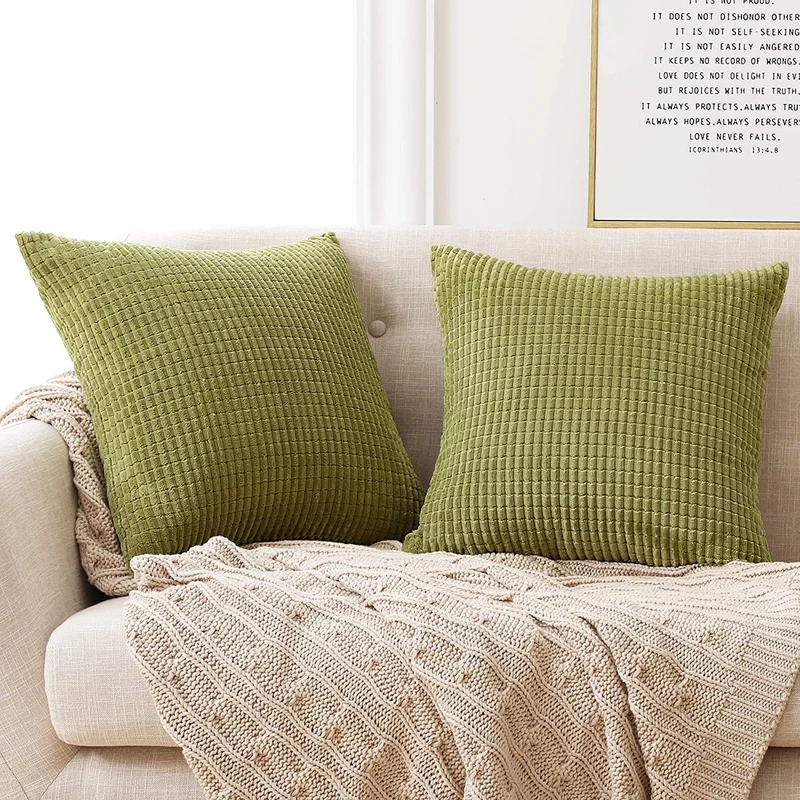 Deconovo Kordsamt Zierkissenbezug Dekorativen Kissenhüllen Weiches Massiv Schlafzimmer, 2er Set