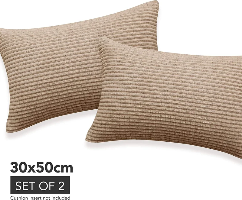 Deconovo Kordsamt Zierkissenbezug Dekorativen Kissenhüllen Weiches Massiv Schlafzimmer, 2er Set