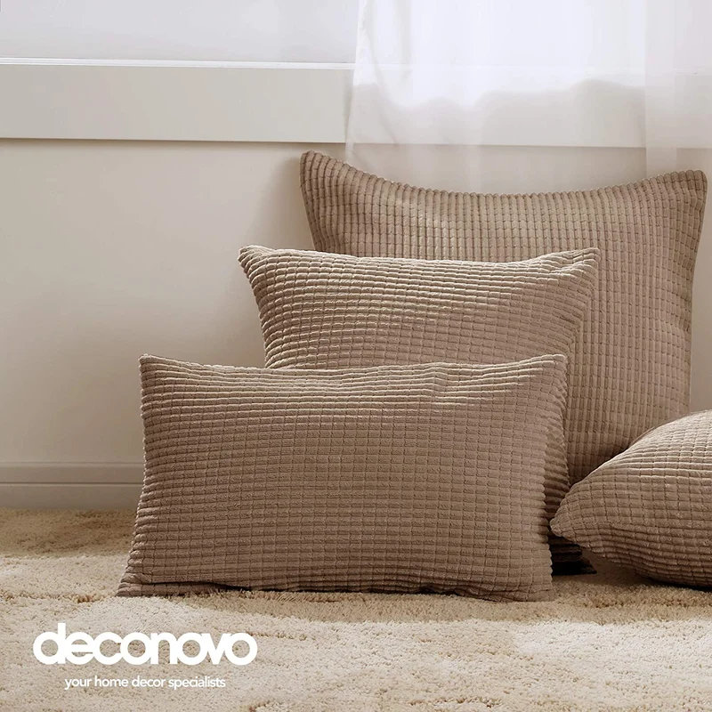 Deconovo Kordsamt Zierkissenbezug Dekorativen Kissenhüllen Weiches Massiv Schlafzimmer, 2er Set