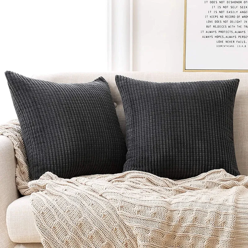 Deconovo Kordsamt Zierkissenbezug Dekorativen Kissenhüllen Weiches Massiv Schlafzimmer, 2er Set