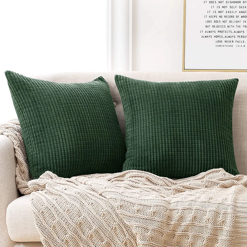 Deconovo Kordsamt Zierkissenbezug Dekorativen Kissenhüllen Weiches Massiv Schlafzimmer, 2er Set