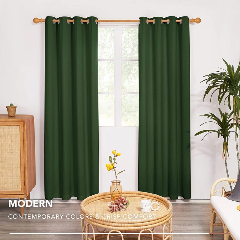 Deconovo 100% Blickdichter Vorhang mit Ösen Dekorativ Gardinen Fensterschal für Wohnzimmer 2er Set