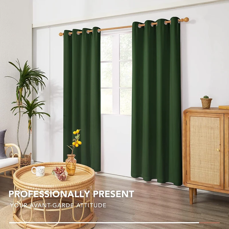 Deconovo 100% Blickdichter Vorhang mit Ösen Dekorativ Gardinen Fensterschal für Wohnzimmer 2er Set