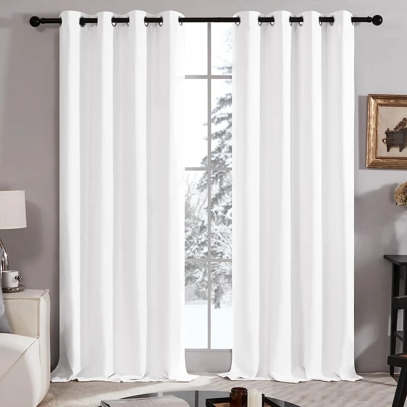 Deconovo 100% Blickdichter Vorhang mit Ösen Dekorativ Gardinen Fensterschal für Wohnzimmer 2er Set