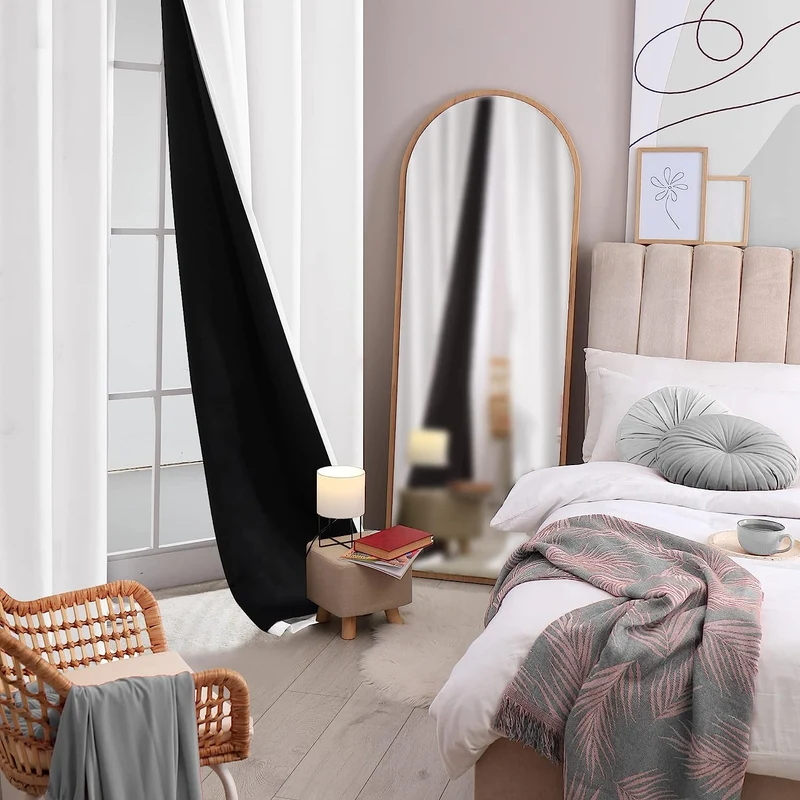 Deconovo 100% Blickdichter Vorhang mit Ösen Dekorativ Gardinen Fensterschal für Wohnzimmer 2er Set