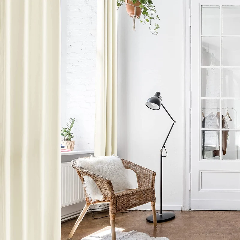 Deconovo Vorhang mit Ösen für Wohnzimmer Oxford Thermovorhang Gardinen 2er Set