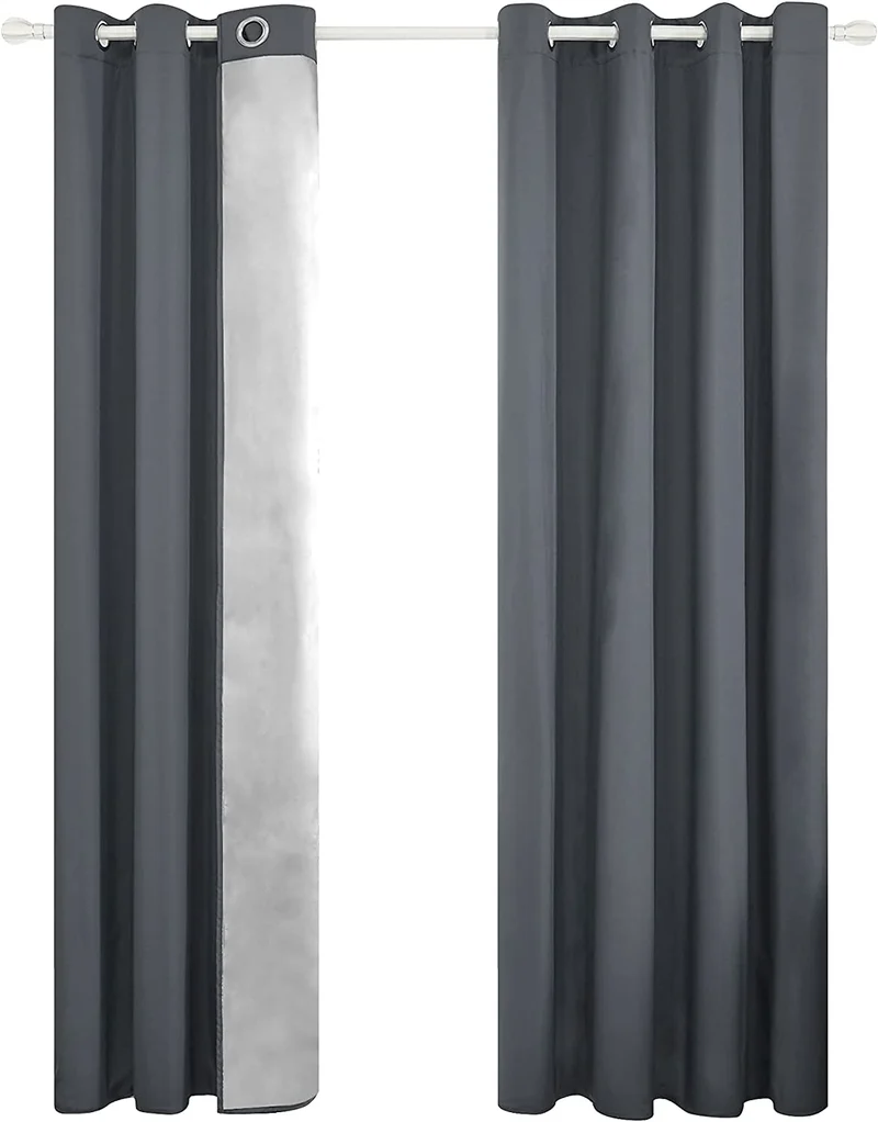 Deconovo Vorhang mit Ösen für Wohnzimmer Oxford Thermovorhang Gardinen 2er Set