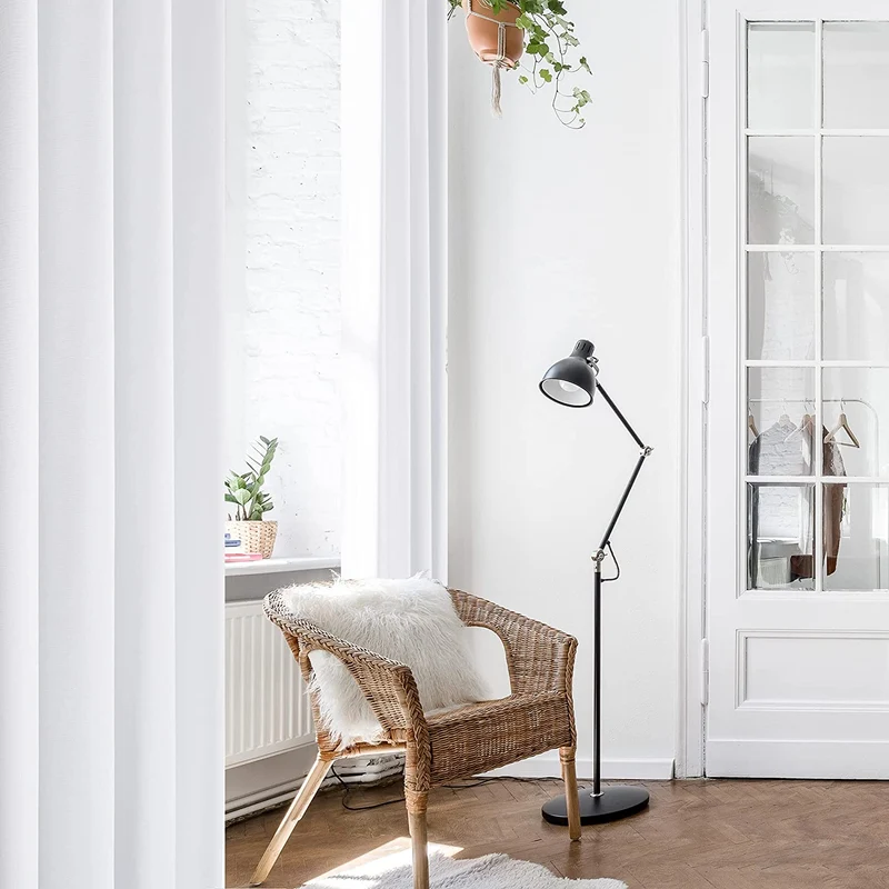 Deconovo Vorhang mit Ösen für Wohnzimmer Oxford Thermovorhang Gardinen 2er Set