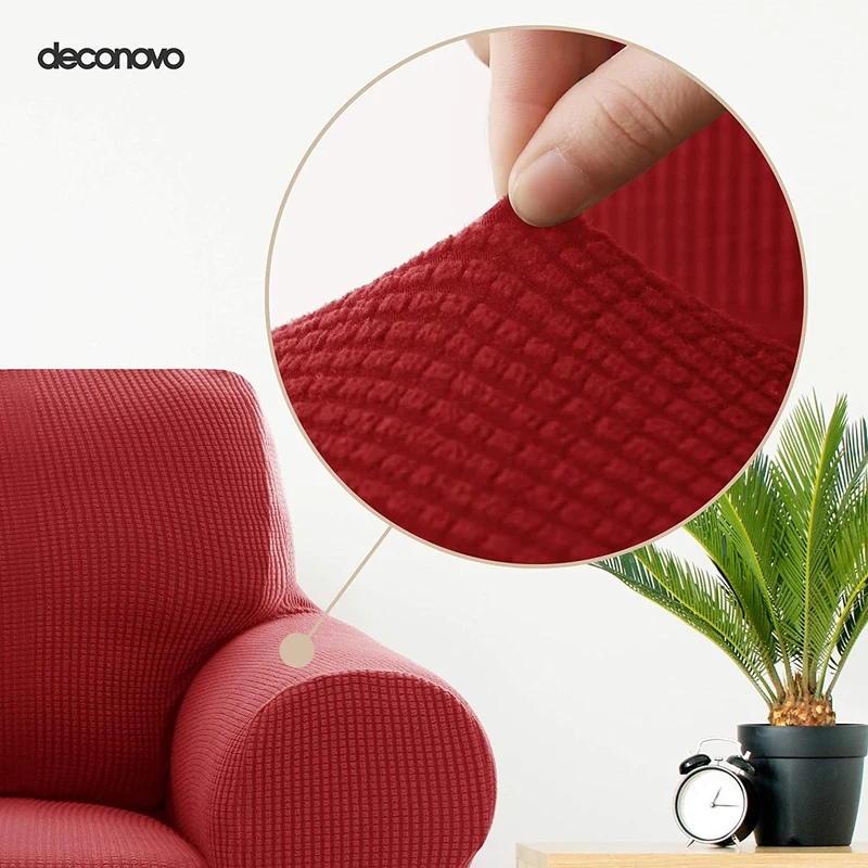 Deconovo Sofabezug Jacquard Sofaüberwurf Stretch Couchhusse Sesselbezug