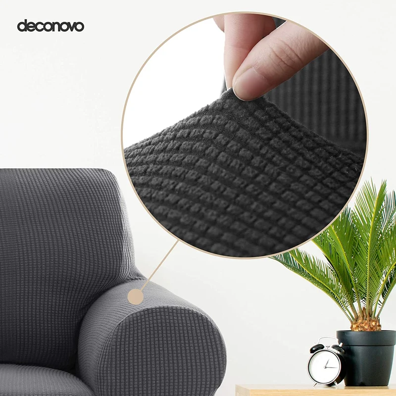 Deconovo Sofabezug Jacquard Sofaüberwurf Stretch Couchhusse Sesselbezug
