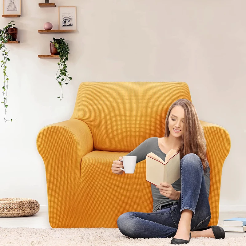 Deconovo Sofabezug Jacquard Sofaüberwurf Stretch Couchhusse Sesselbezug