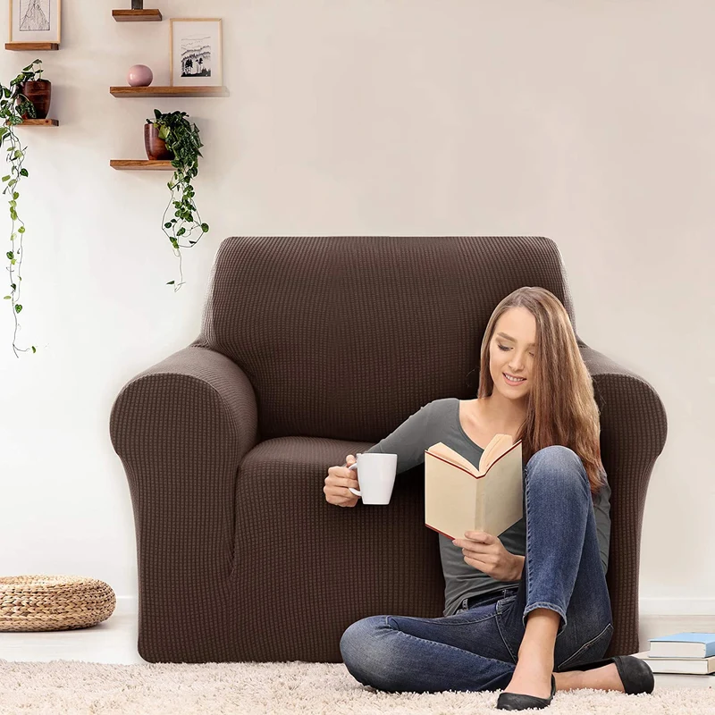 Deconovo Sofabezug Jacquard Sofaüberwurf Stretch Couchhusse Sesselbezug