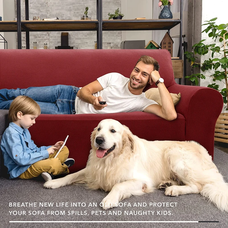Deconovo Sofabezug Jacquard Sofaüberwurf Stretch Couchhusse Sesselbezug