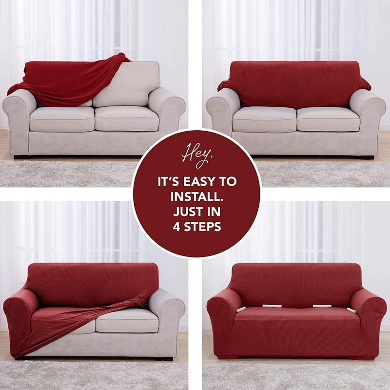 Deconovo Sofabezug Jacquard Sofaüberwurf Stretch Couchhusse Sesselbezug