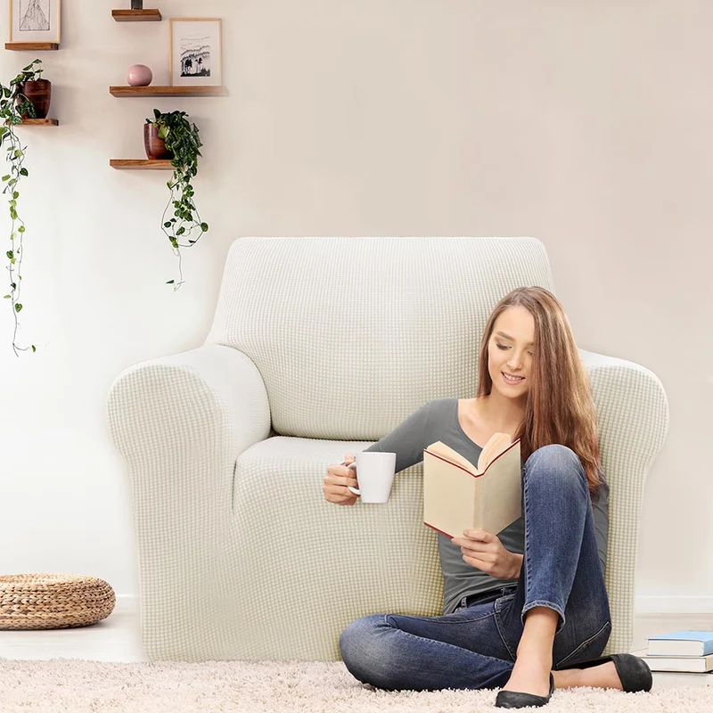 Deconovo Sofabezug Jacquard Sofaüberwurf Stretch Couchhusse Sesselbezug