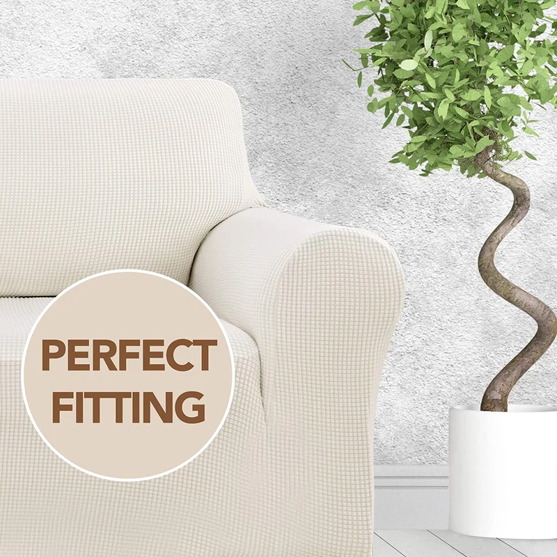 Deconovo Sofabezug Jacquard Sofaüberwurf Stretch Couchhusse Sesselbezug