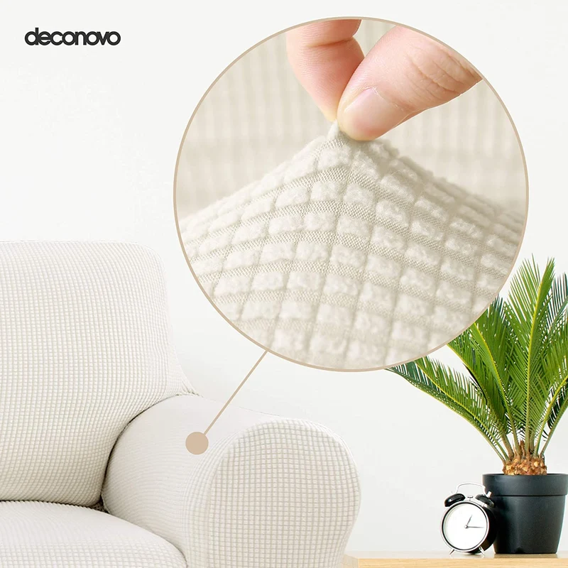 Deconovo Sofabezug Jacquard Sofaüberwurf Stretch Couchhusse Sesselbezug