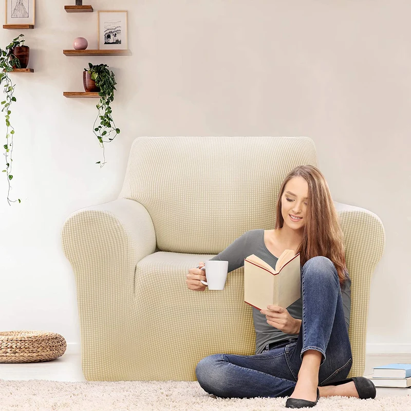 Deconovo Sofabezug Jacquard Sofaüberwurf Stretch Couchhusse Sesselbezug