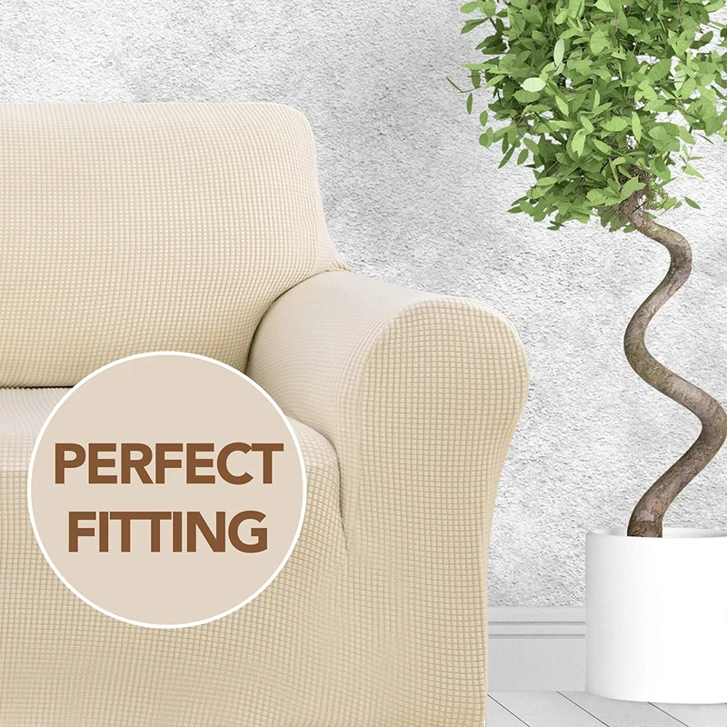 Deconovo Sofabezug Jacquard Sofaüberwurf Stretch Couchhusse Sesselbezug