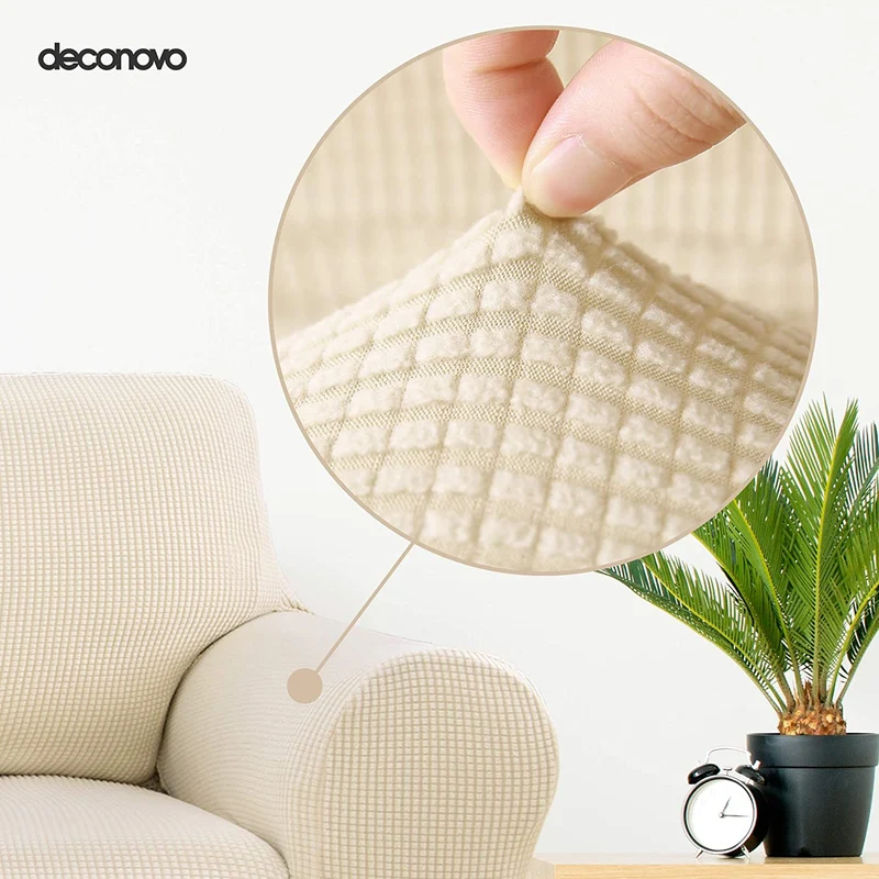 Deconovo Sofabezug Jacquard Sofaüberwurf Stretch Couchhusse Sesselbezug