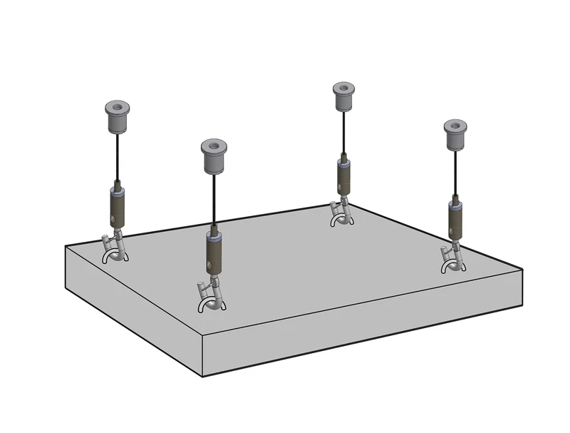 STAS-Aufhängeset mit Sicherheitshaken und Deckenhalterung
