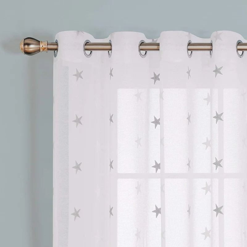Deconovo Voile Vorhang Mit Ösen Gardinen Dekosachals Stern Mit Stickerei 2er Set