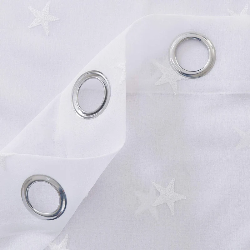 Deconovo Voile Vorhang Mit Ösen Gardinen Dekosachals Stern Mit Stickerei 2er Set