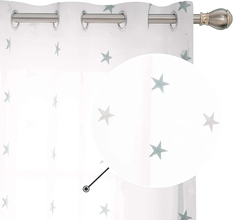 Deconovo Voile Vorhang Mit Ösen Gardinen Dekosachals Stern Mit Stickerei 2er Set