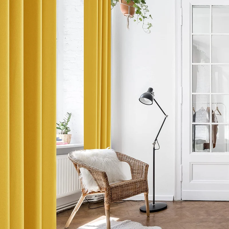 Deconovo Oxford Lichtreflektierende Vorhänge mit Silberfutter Wohnzimmer 2er Set