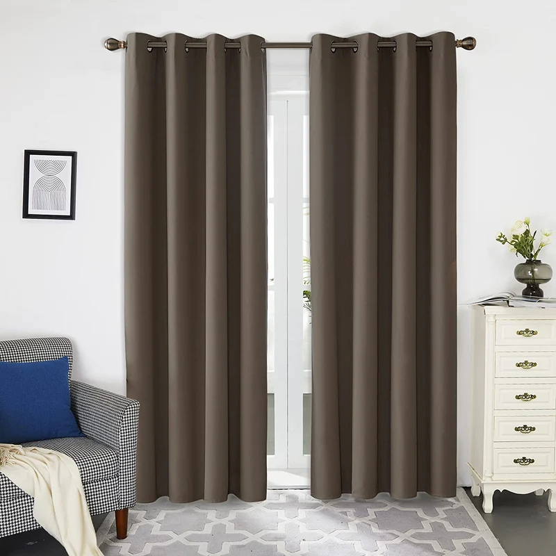 Deconovo Oxford Lichtreflektierende Vorhänge mit Silberfutter Wohnzimmer 2er Set