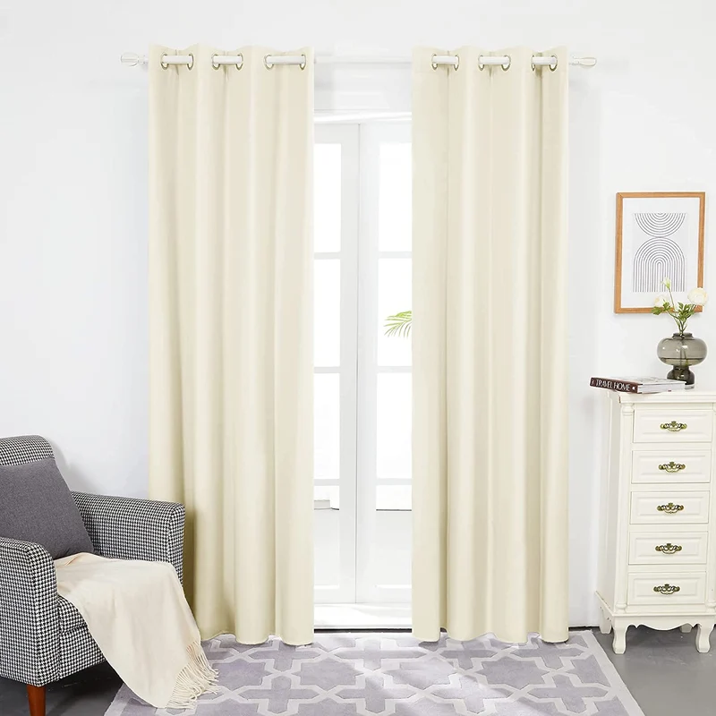 Deconovo Oxford Lichtreflektierende Vorhänge mit Silberfutter Wohnzimmer 2er Set
