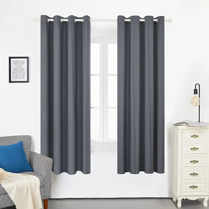 Deconovo Oxford Lichtreflektierende Vorhänge mit Silberfutter Wohnzimmer 2er Set