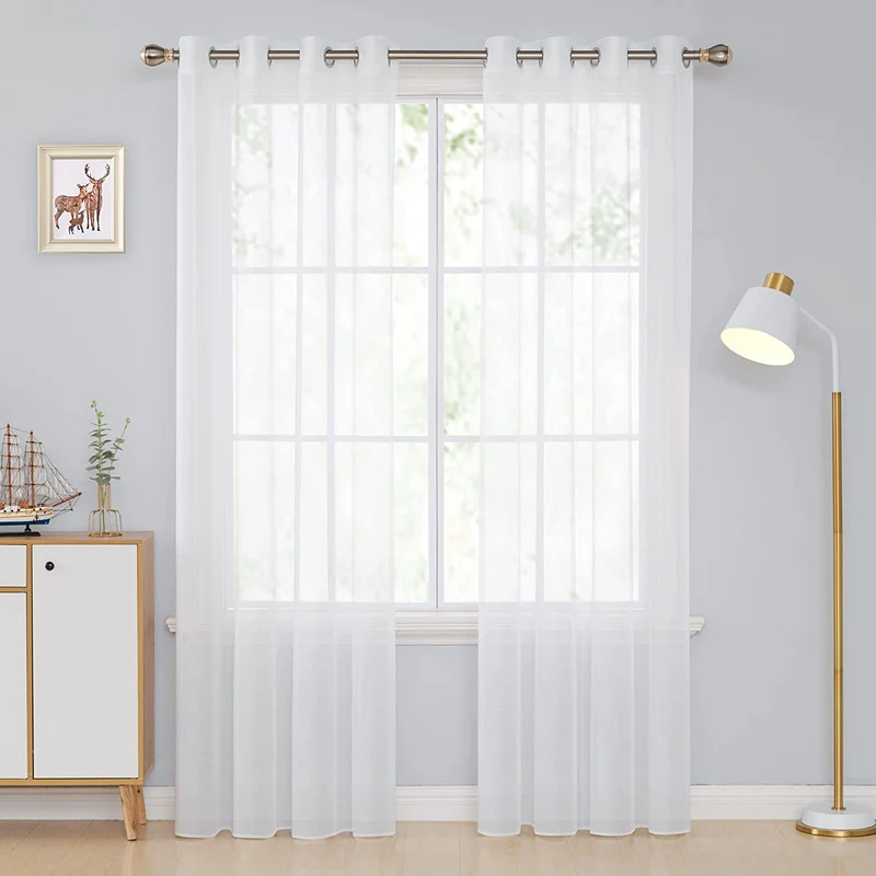 Deconovo Vorhänge Transparent Gardinen mit Ösen Wohnzimmer Leinenoptik, 2er Set