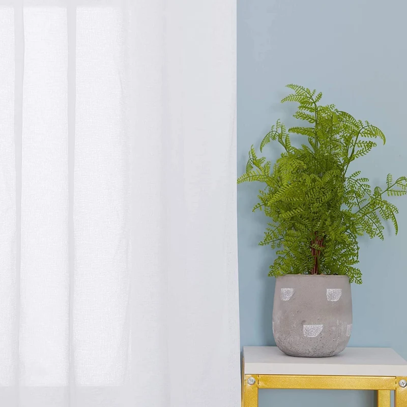 Deconovo Vorhänge Transparent Gardinen mit Ösen Wohnzimmer Leinenoptik, 2er Set