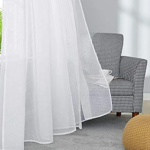 Deconovo Vorhänge Transparent Gardinen mit Ösen Wohnzimmer Leinenoptik, 2er Set