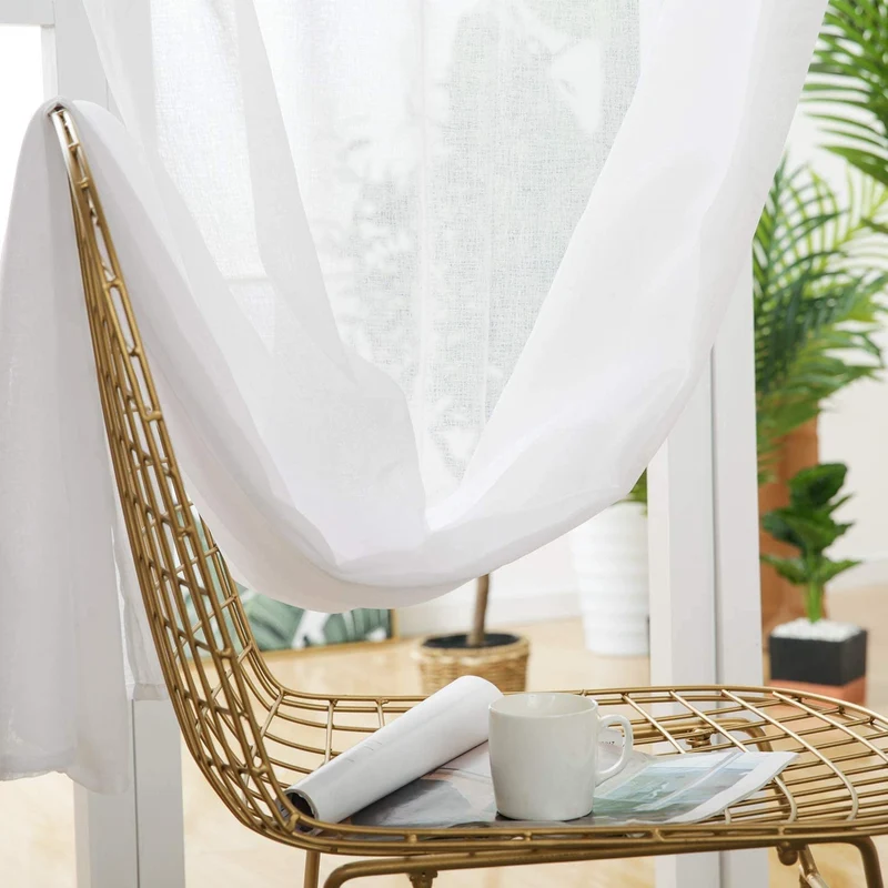 Deconovo Vorhänge Transparent Gardinen mit Ösen Wohnzimmer Leinenoptik, 2er Set