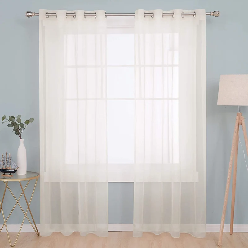 Deconovo Voile Vorhang Transparent Gardinen Ösenschal 2er Set